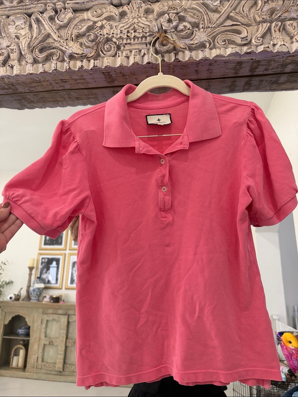 Tuckernuck Pink Puff Sleeve Peggy Polo Shirt – Size Small